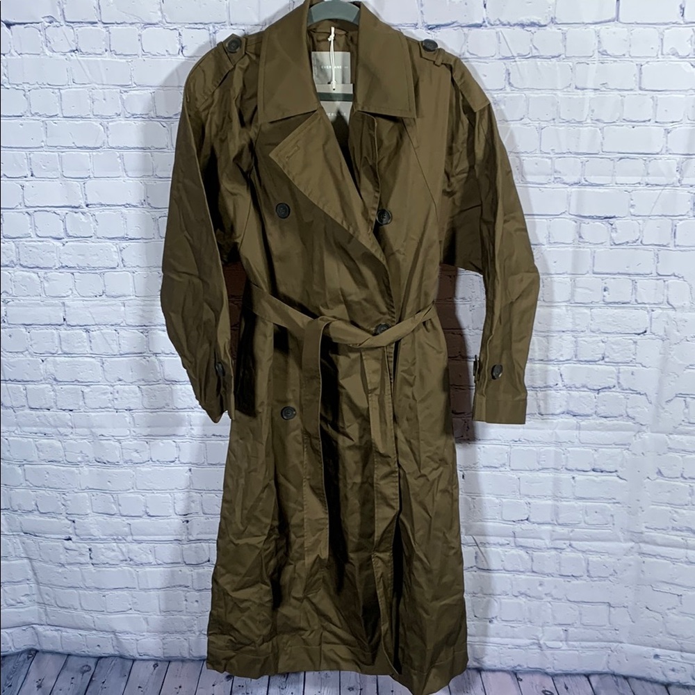 Everlane Womens The Modern Trench Coat in Beech Green Size XXS NWT